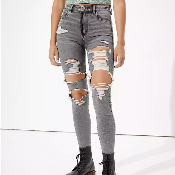 American Eagle Outfitters Pants - AMERICAN EAGLE | Washed out black high rise jeans